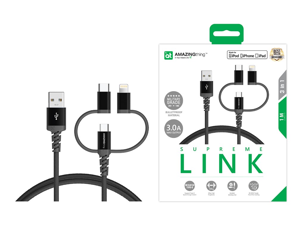 Amazing Thing Supreme Link 3-in-1 Black Cable
