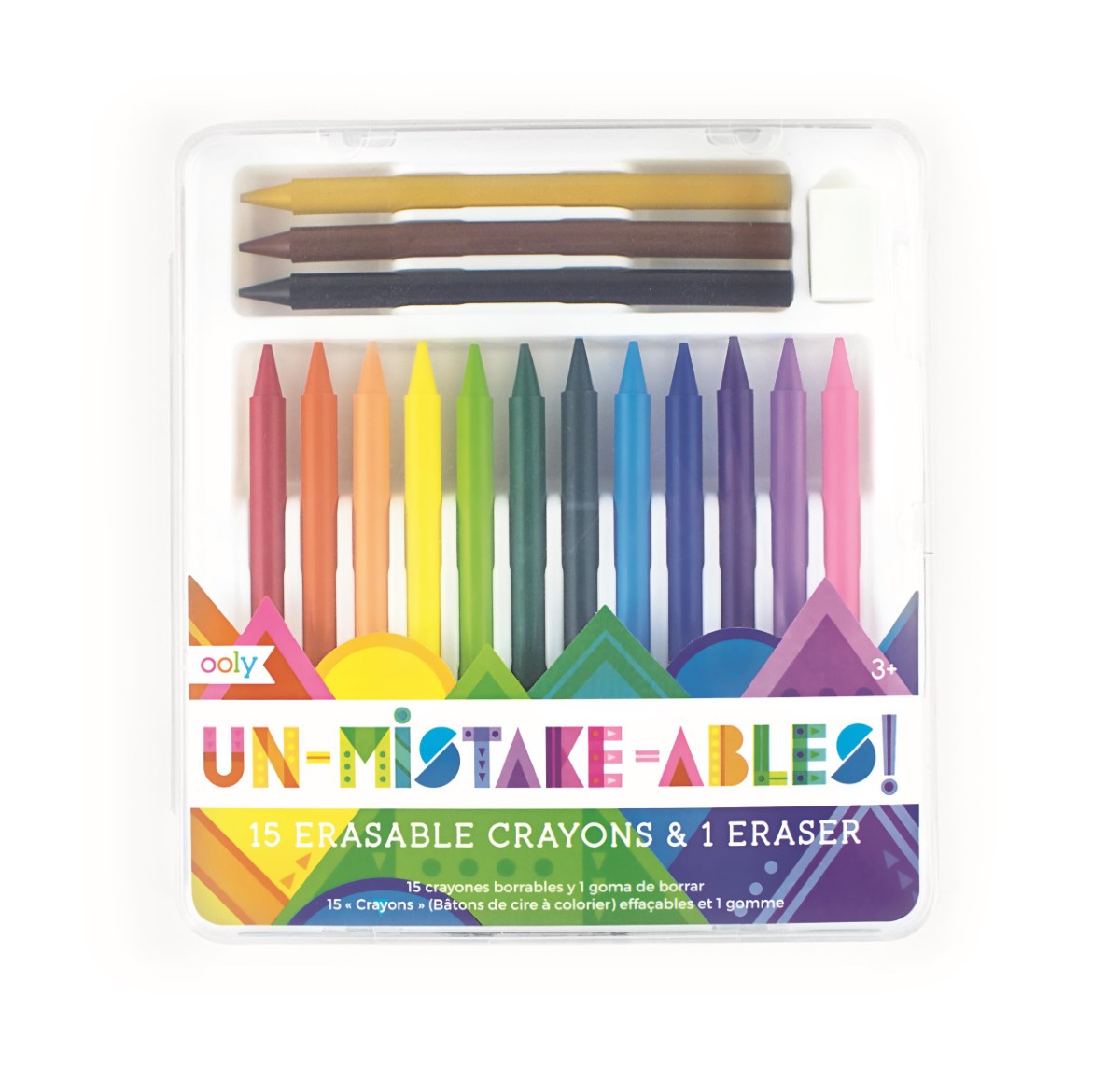 Ooly Unmistakeables Erasable Crayons + Eraser (Set of 15)