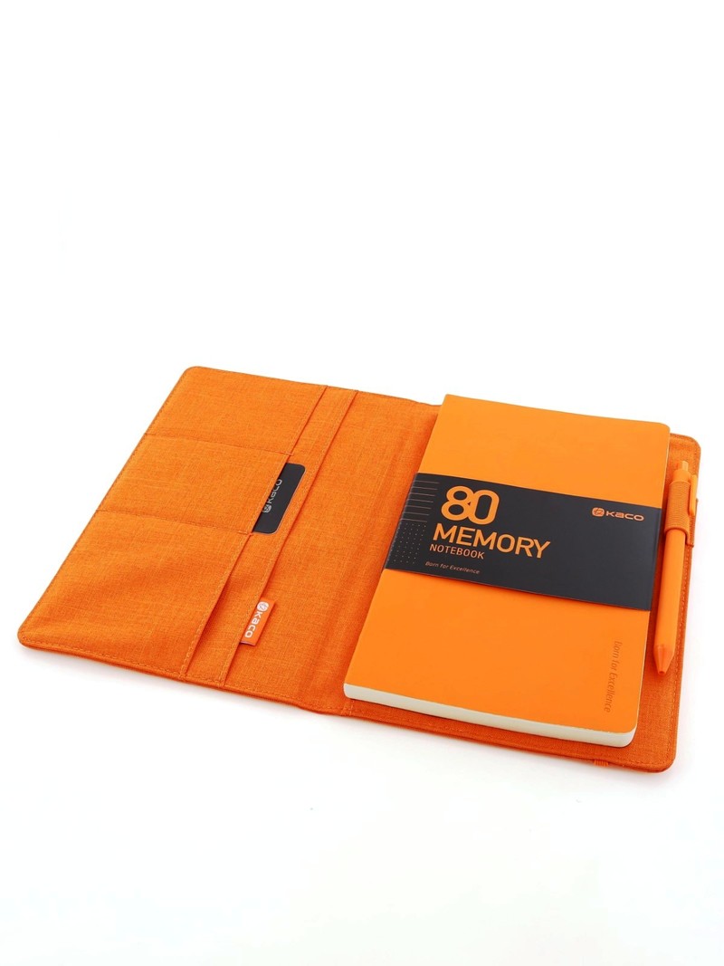 Kaco Memory Orange A5 Notebook With Folder & Pure Soft Touch Gel Pen (10 Piece)