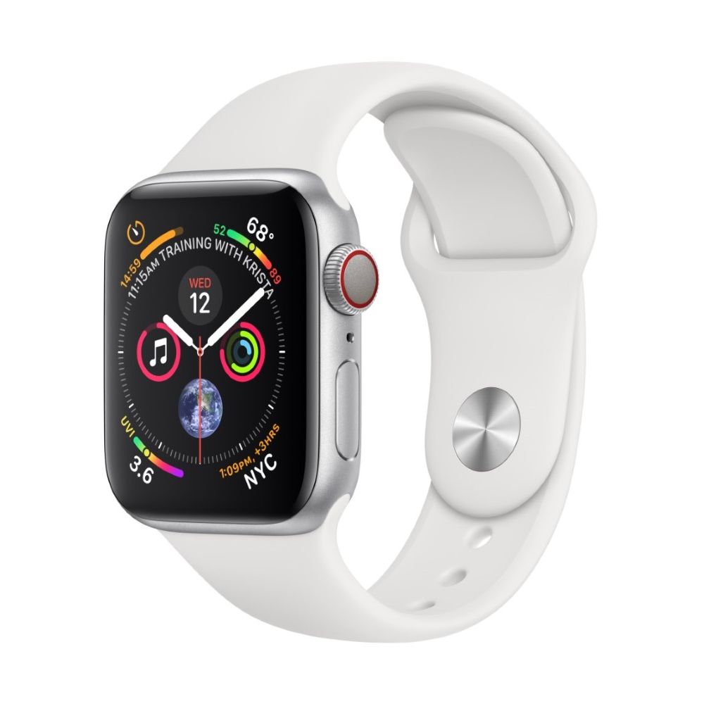 Apple Watch Series 4 GPS +Cellular 40mm Silver Aluminium Case with White Sport Band