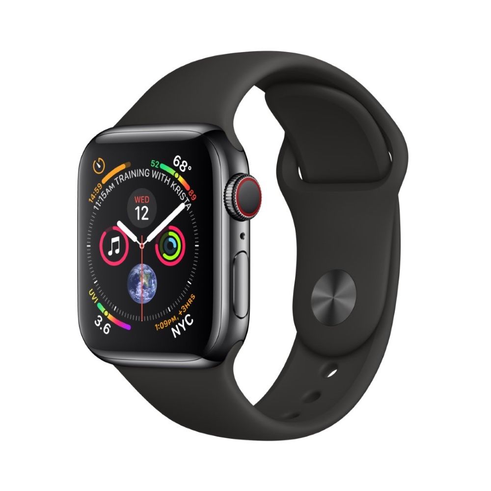 Apple Watch Series 4 GPS +Cellular 40mm Space Black Stainless Steel Case with Black Sport Band