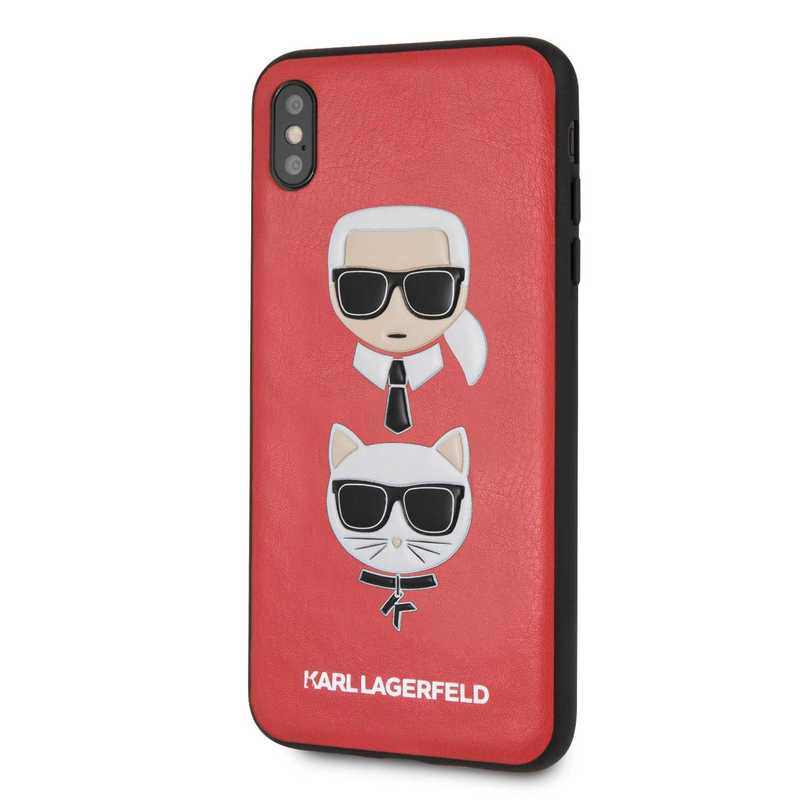 Karl & Choupette Leather Embossed Case Red for iPhone XS Max