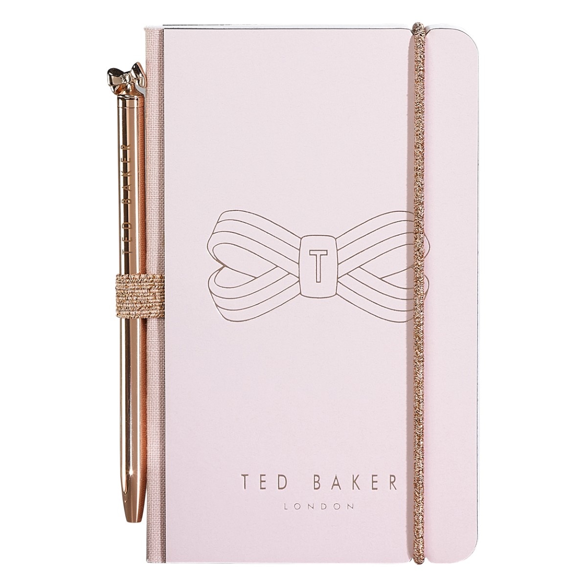 دفتر تيد بيكر الصغير المزود بقلم له ربطة فراشة وردية