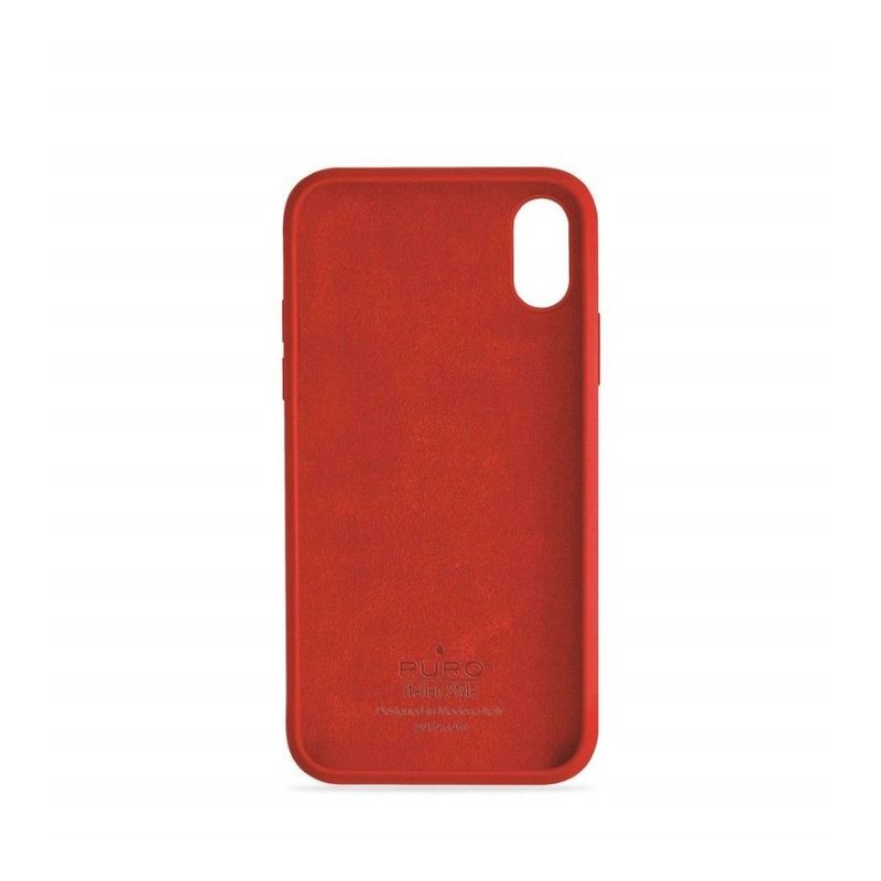 Puro Icon Silicon Case Red with Microfiber for iPhone XR