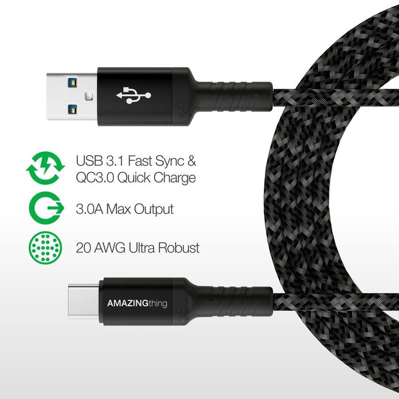 Amazing Thing Supremelink Type-C 3.1 Bullet Shield Cable 2.2M Black