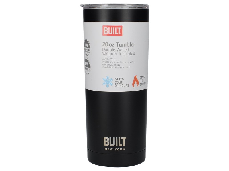 Built Double Walled Stainless Steel Water Tumbler Black 590ml
