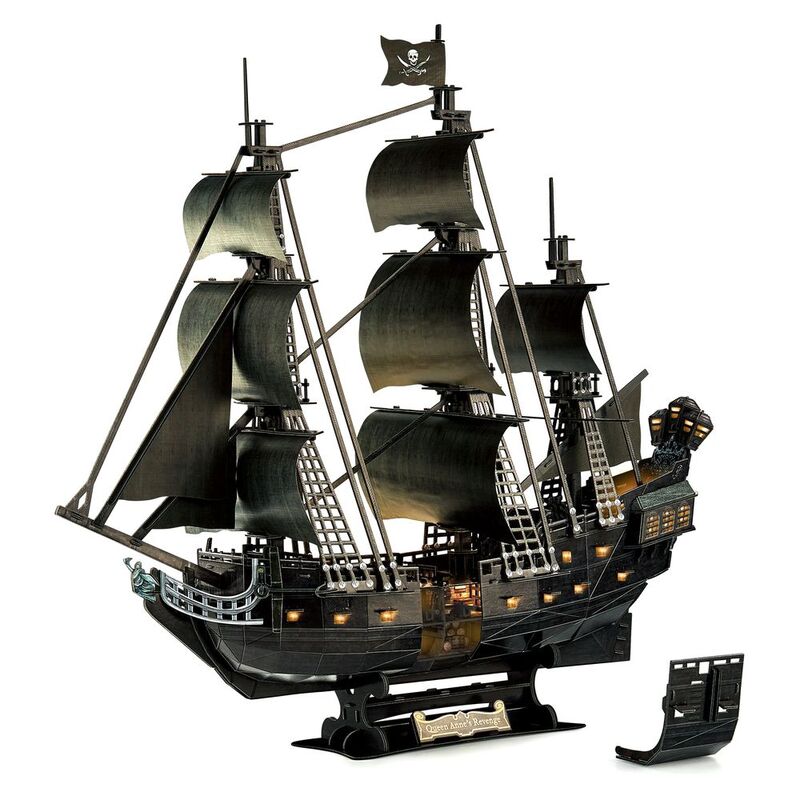 Cubic Fun Queen Annes Blackbeard Ship Battery Operated LED 3D Puzzle (293 Pieces)