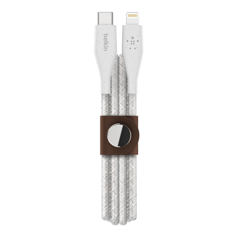 Belkin DuraTek BOOSTCHARGE USB-C Cable with Lightning Connector + Strap White