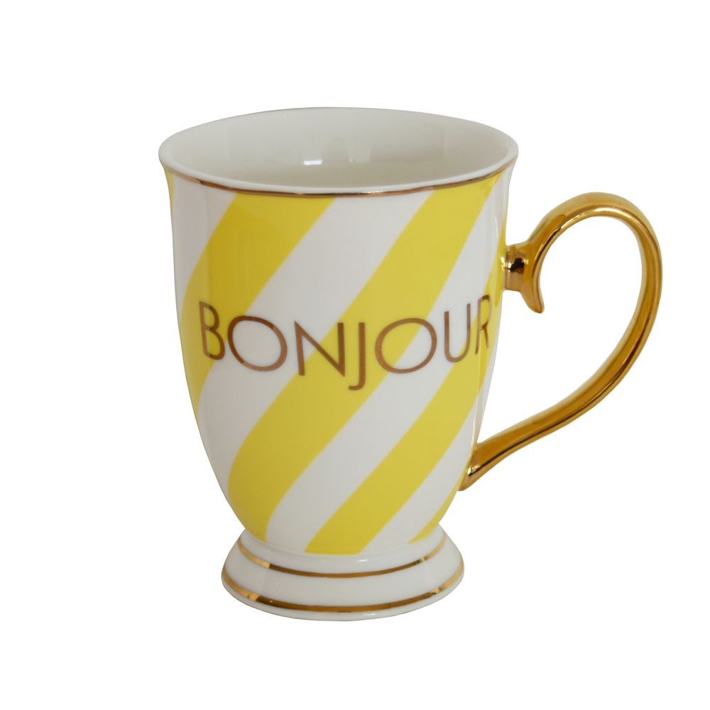 Typography Mug Sherbet Lemon Stripes Bonjour