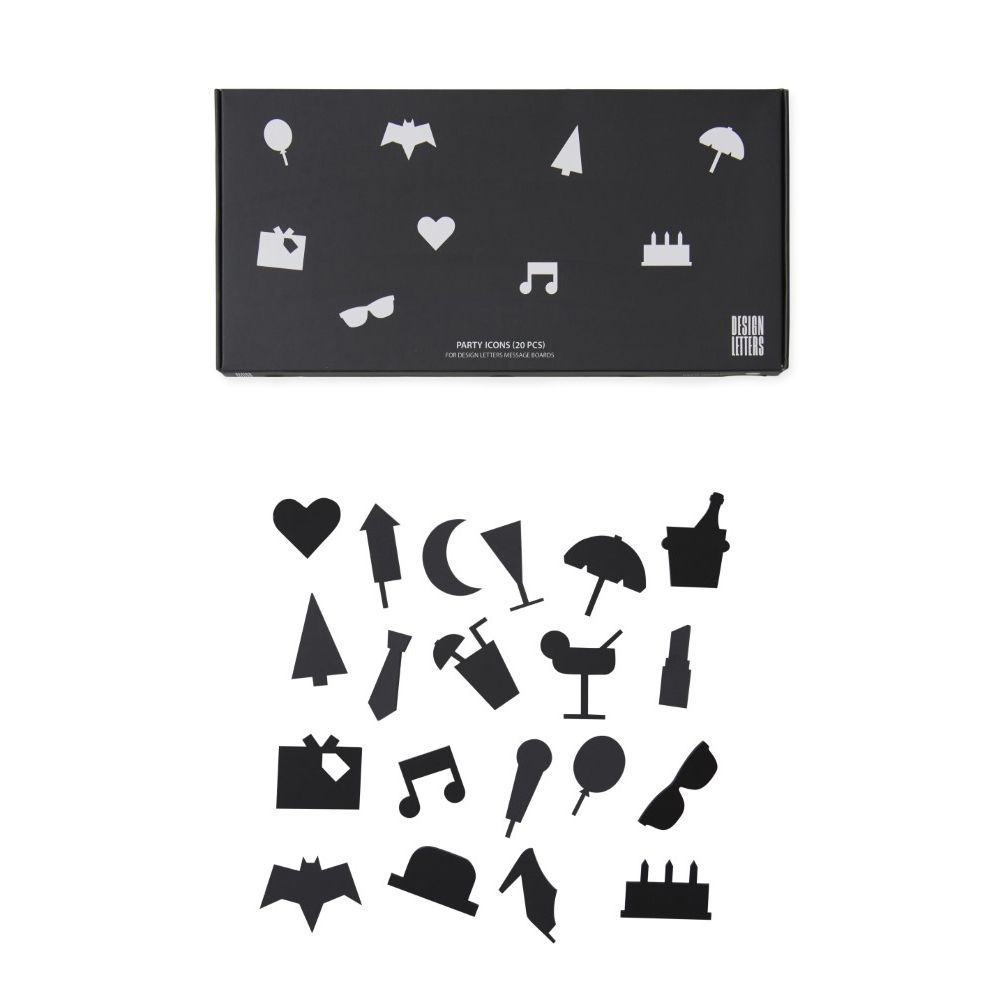 Design Letters Party Icons, For Message Board Black (20 Pcs)