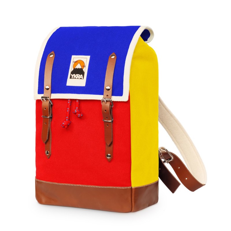 Ykra Matra Mini Leather Strap Blue/Red/Yellow Backpack
