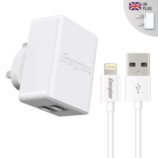 Energizer Wall Charger + Lightning Cable White