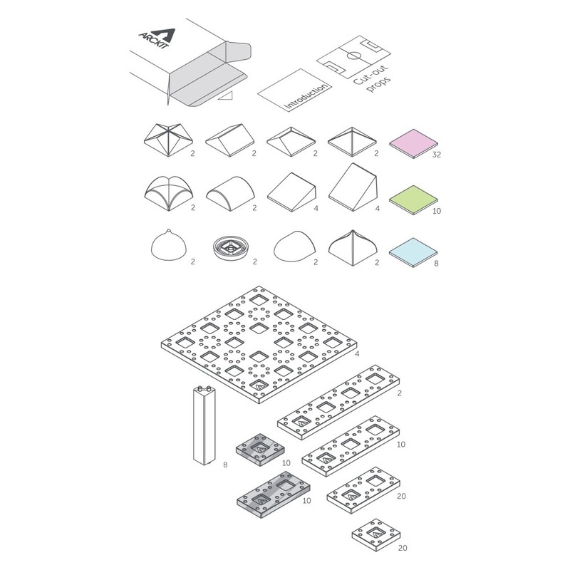 لعبة مجموعة أدوات بناء وتركيب مكعبات على شكل نموذج معماري + منظر المدينة بلاي من أركيت (ما يزيد عن 160قطعة)