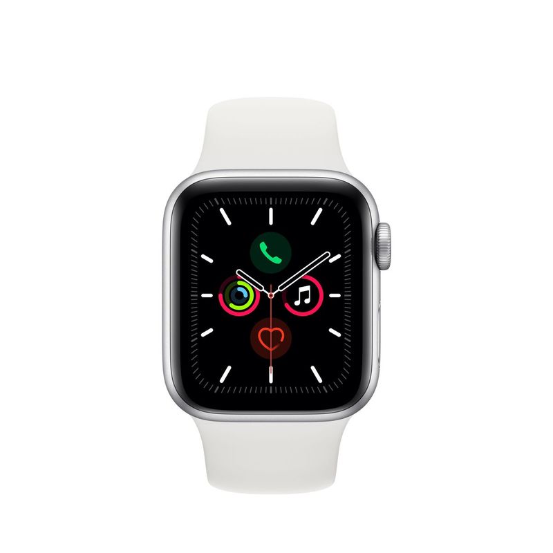 Apple Watch Series 5 GPS + Cellular 40mm Silver Aluminium Case with White Sport Band S/M & M/L