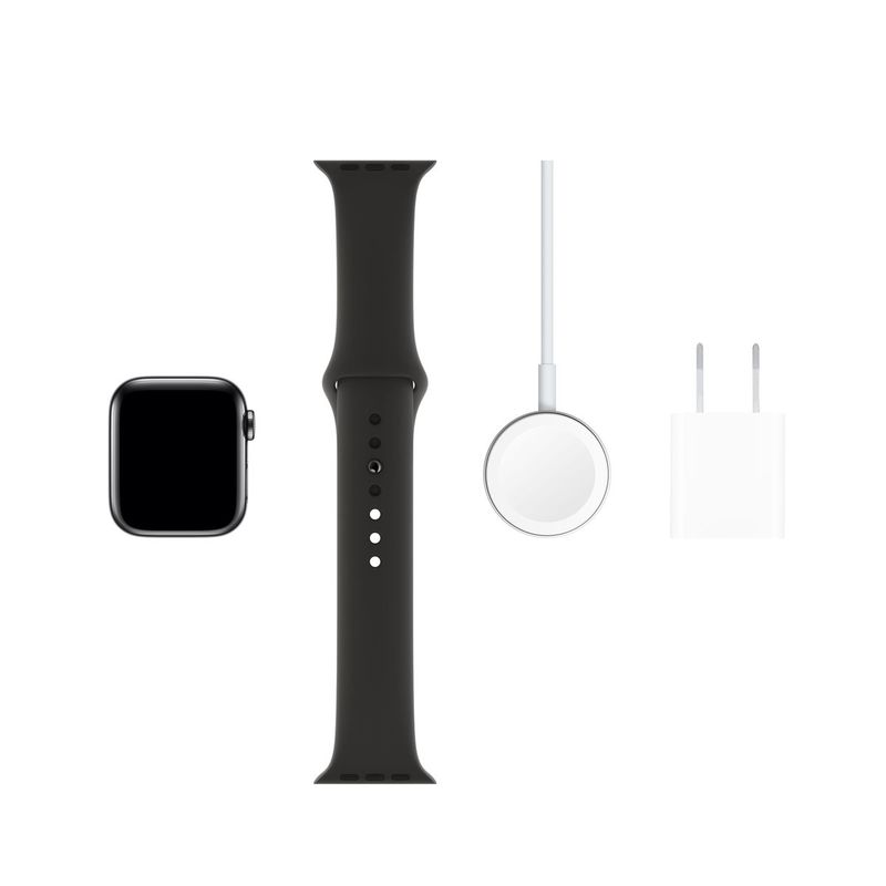 Apple Watch Series 5 GPS + Cellular 40mm Space Black Stainless Steel Case with Black Sport Band S/M & M/L