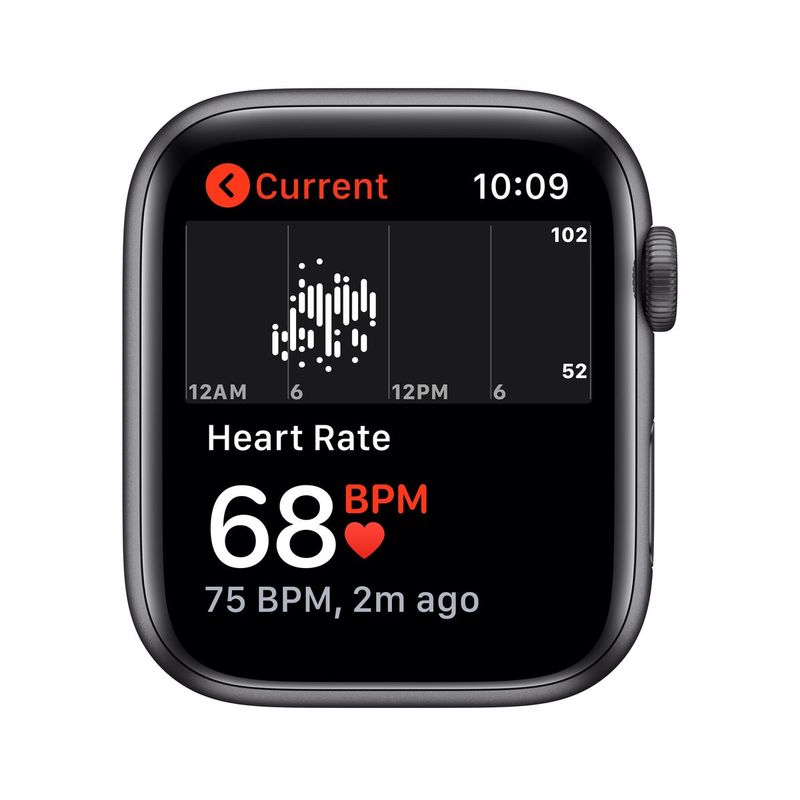 ساعة Apple Watch Nike Series 5 نظام تحديد المواقع + شبكة خلوية حافظة ألمونيوم بلون رمادي مقاس 44 ملم سوار Nike Sport فحمي / أسود صغير/ متوسط متوسط/ كبير
