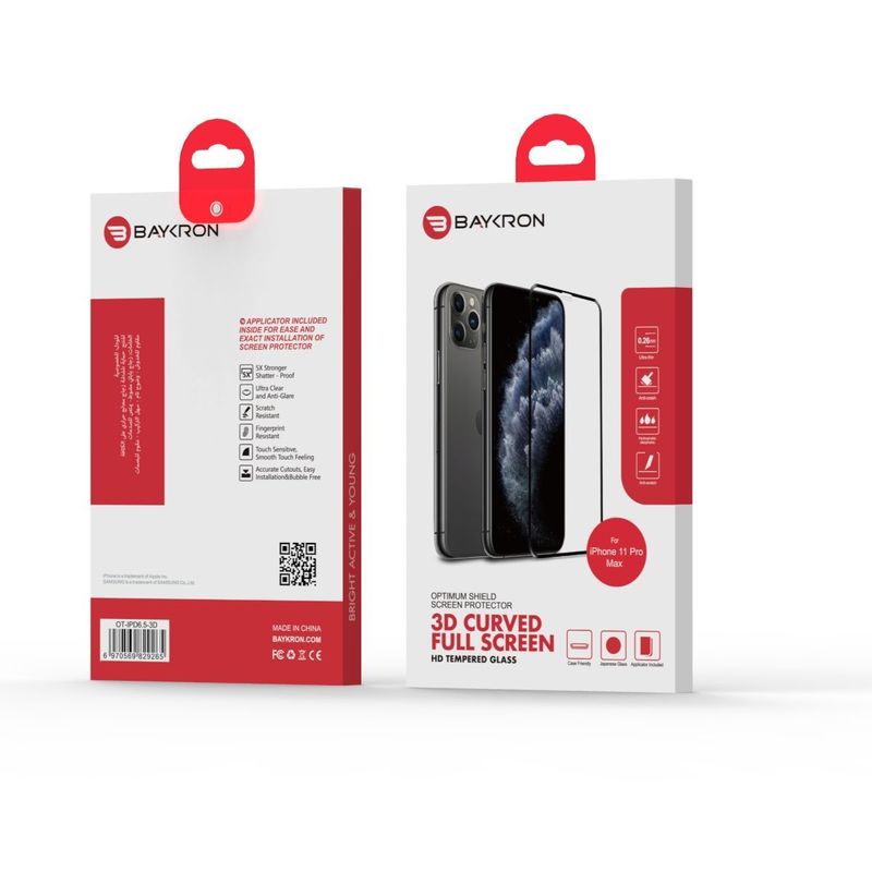 Baykron Ot-Ipd6.5-3D Edge to Edge Tempered Glass for iPhone 11 Pro Max