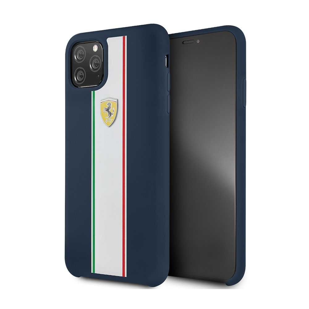 Ferrari On Track & Stripes Silicon Case Navy for iPhone 11 Pro Max
