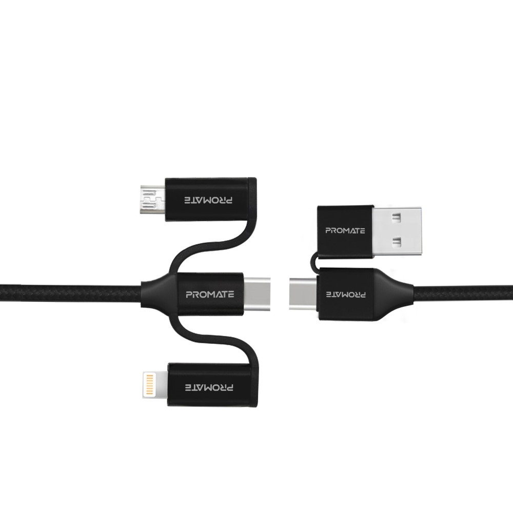 Promate Pentapower 6-In-1 Multi Connector USB Cable 1.2M Black