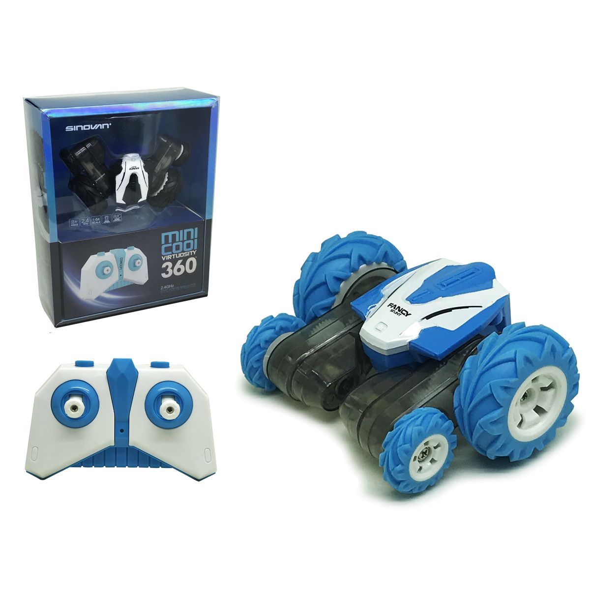 Sinovan Mini Remote Control Stunt Car Fancy Stunt Blue/White