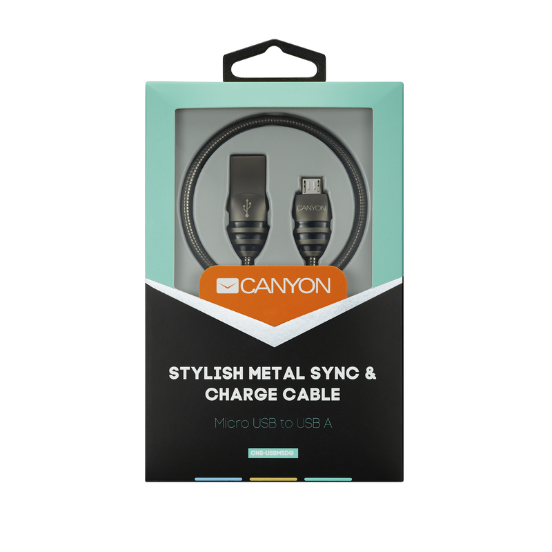 Canyon UM-5 MicroUSB Sync & Charge Cable Grey/Black 1m