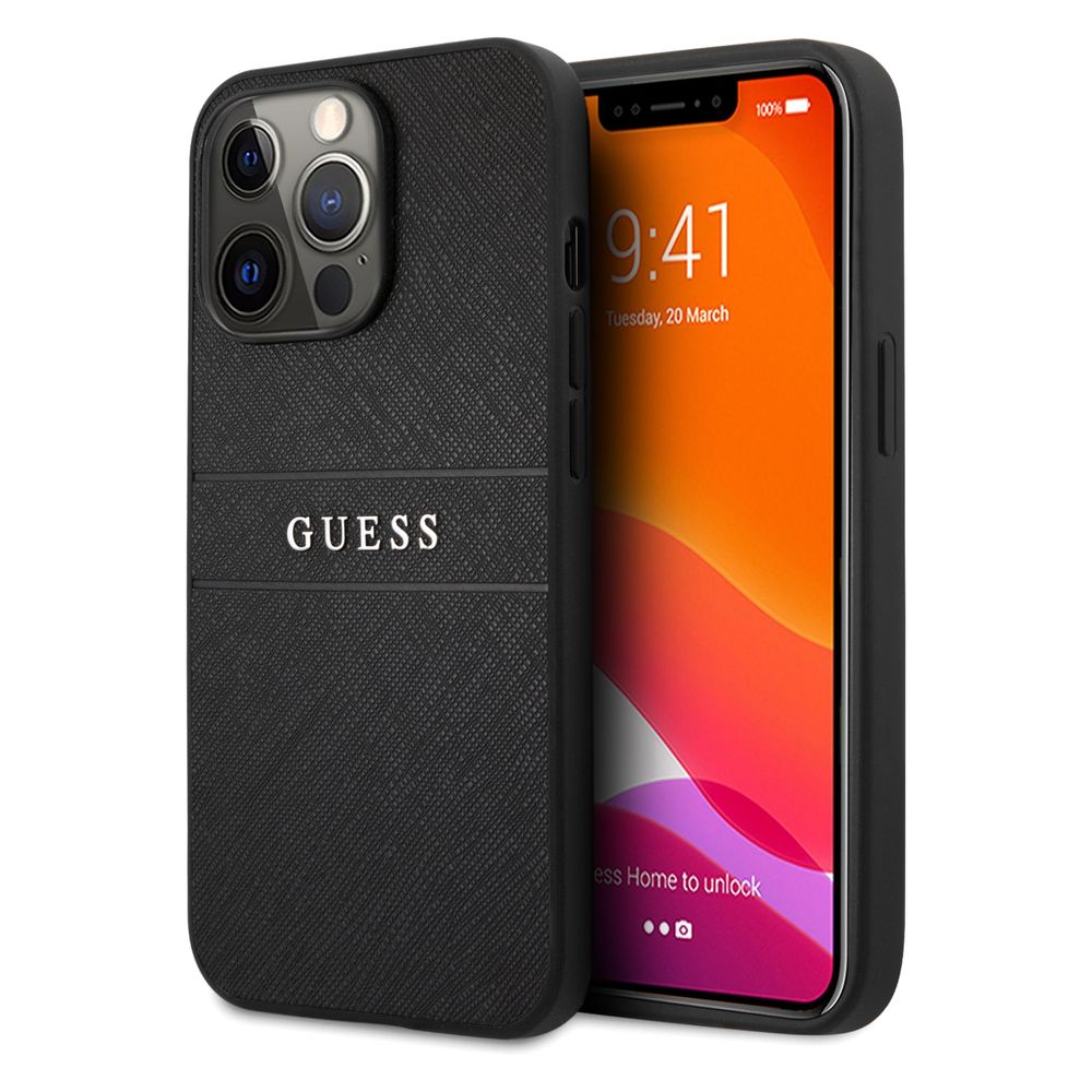 Guess PU Leather Case Saffiano for iPhone 13 Pro Max Black