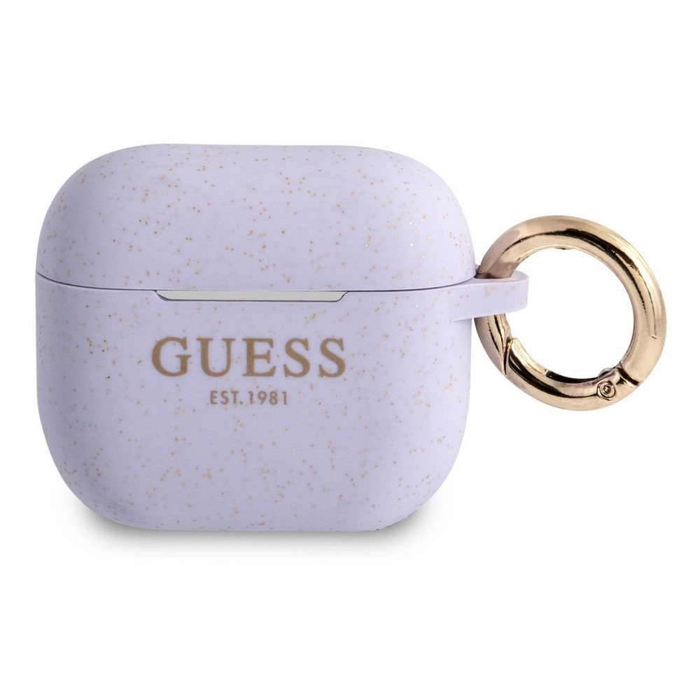 Guess Logo Glitter Silicone Case for Apple AirPods 3 Purple