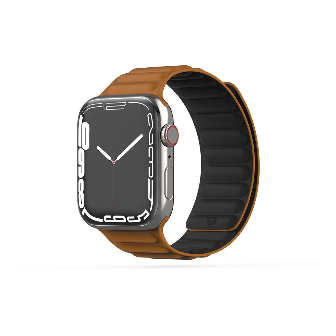 BAYKRON Premium Soft Touch Silicone Magnetic Band Saddle Brown and Black for Apple Watch 42/44/45 mm