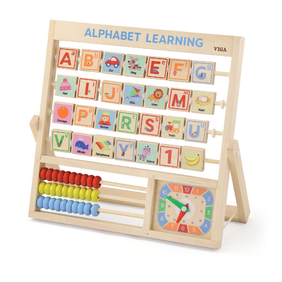 Viga Learning Alphabet & Clock Wooden Set