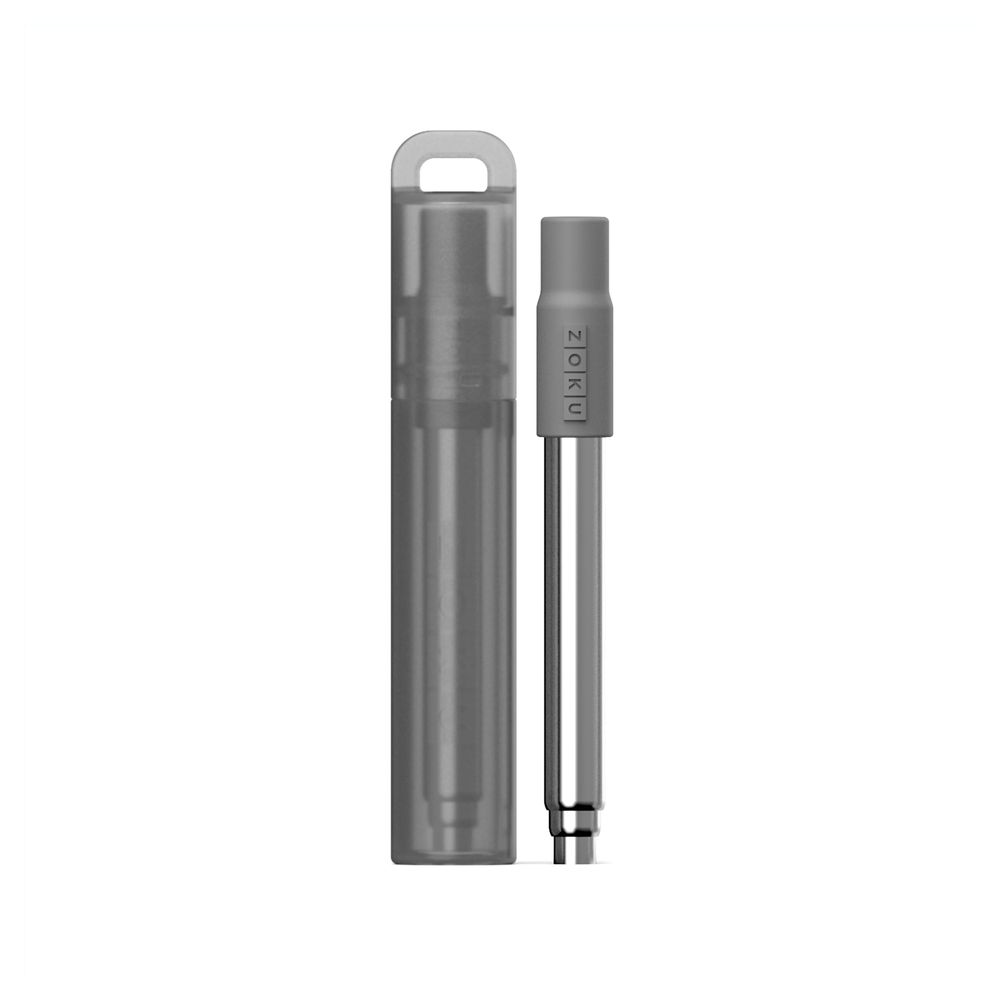Zoku Stainless Steel Pocket Straw with Case & Brush - Grey