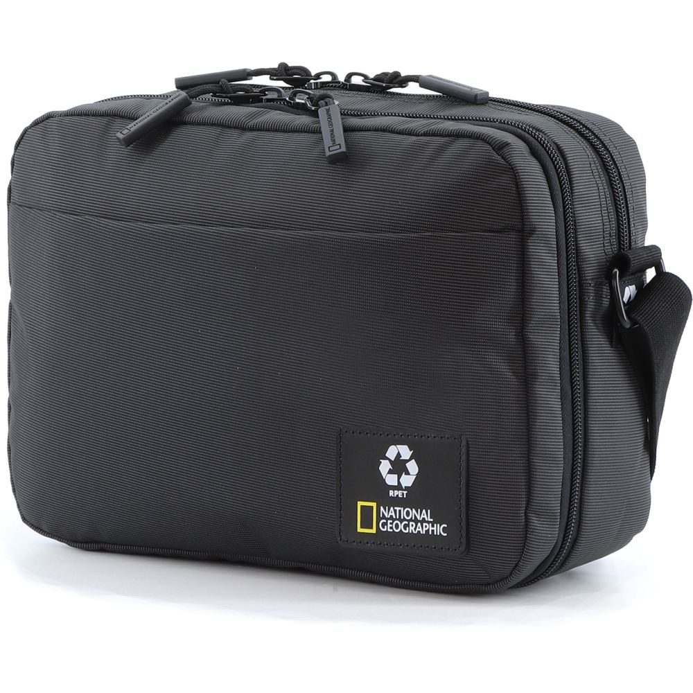 National Geographic Ocean Rpet Polyester 2 Compartment Crossbody Black 5.9 Ltrs