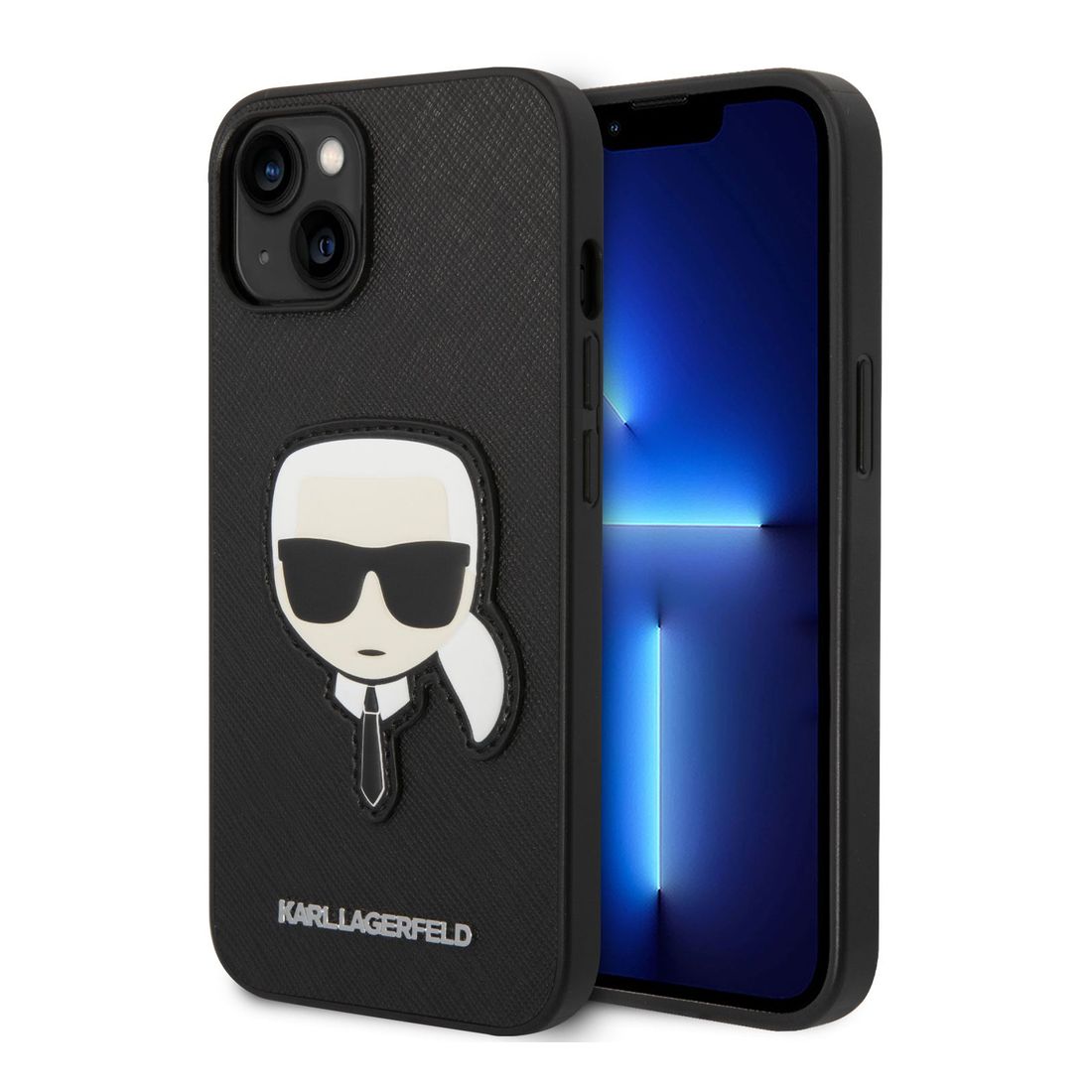Karl Lagerfeld PU Saffiano Case with Karl Head Patch iPhone 14 - Black