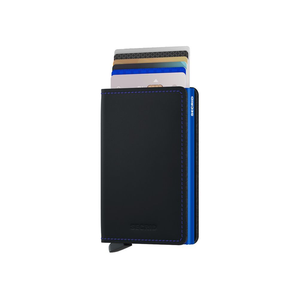 Secrid Slimwallet Leather Wallet - Matte - Black/Blue