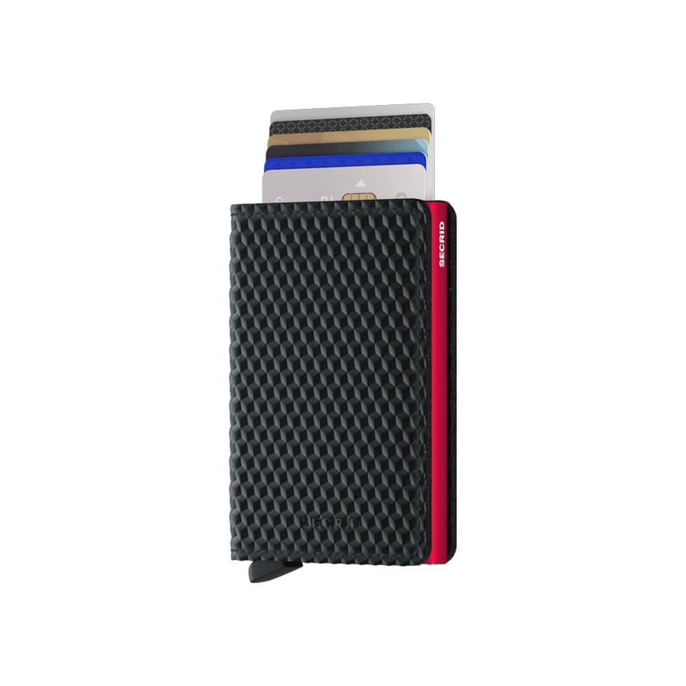 Secrid Slimwallet Leather Wallet - Cubic - Black/Red