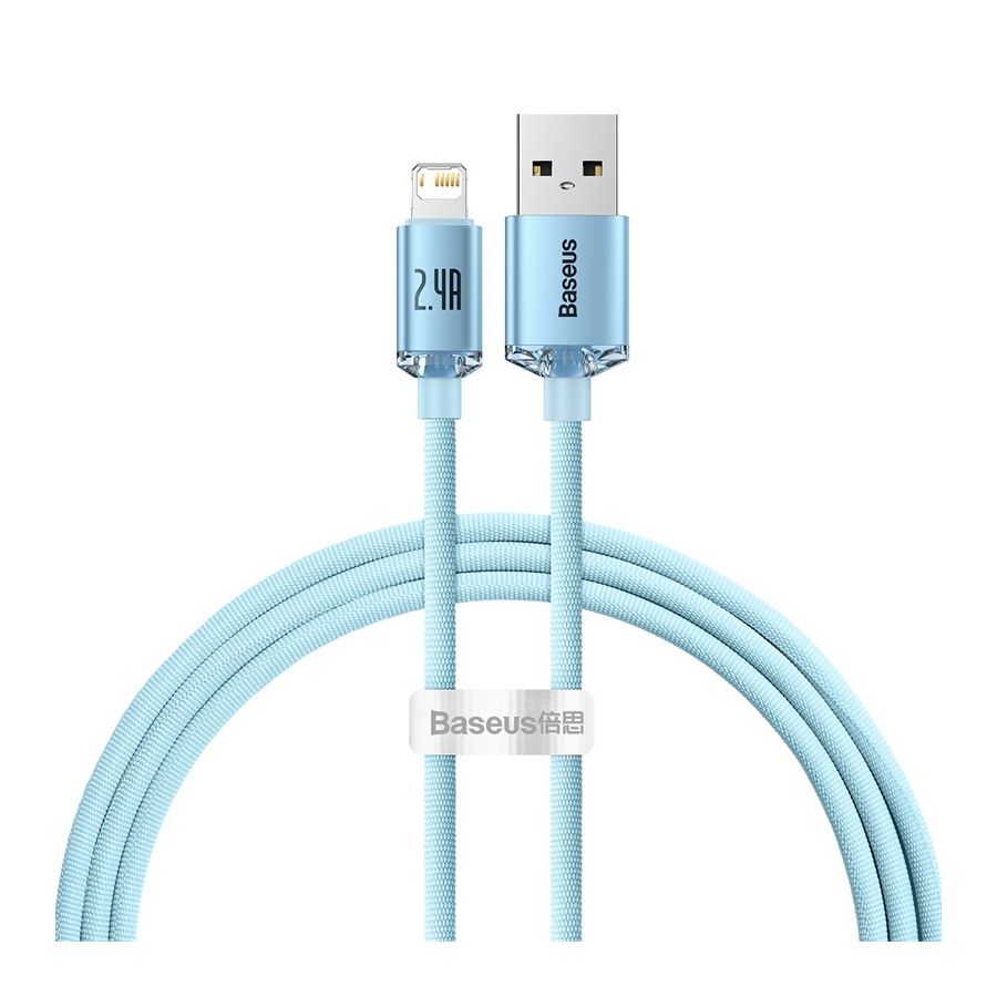 Baseus Crystal Shine Series Fast Charging Data Cable USB to Lightning 2.4A 1.2m - Sky Blue
