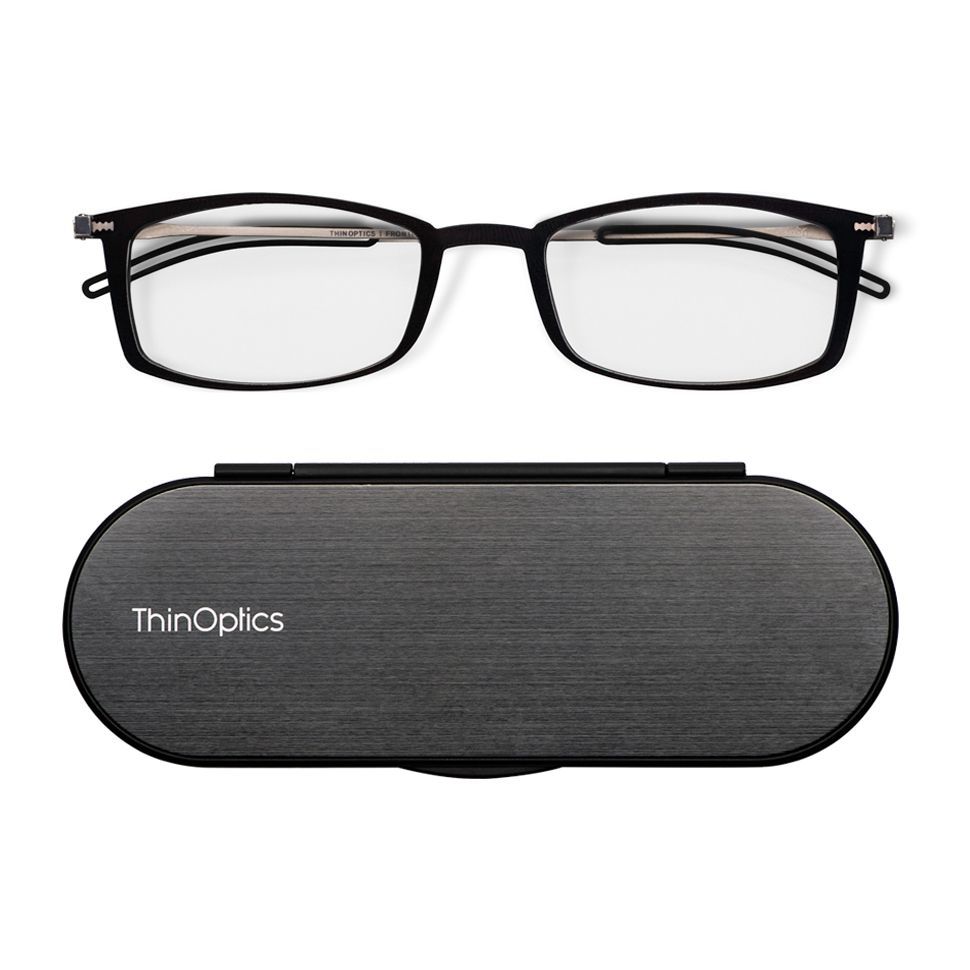 Thinoptics Brooklyn Reading Glasses With Milano Case - Clear (+2.0)