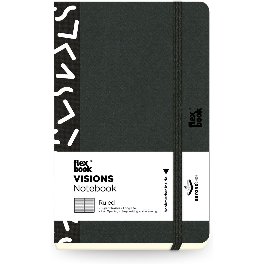 Flexbook Visions Ruled A6 Notebook - Pocket - Black Spine/White Angles (9 x 14 cm)