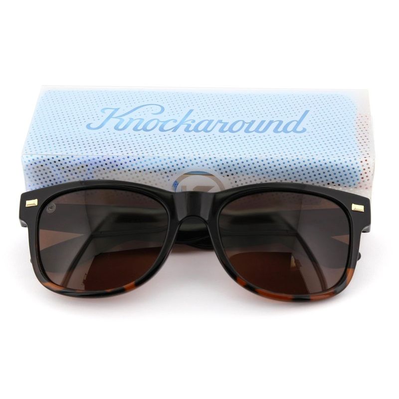 Knockaround Glossy Black And Tortoise Shell Fade/Polarized Amber Fort Knocks Unisex Sunglasses