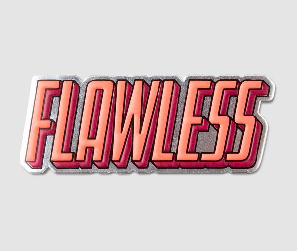ملصق كلمة Flawless باللون الوردي