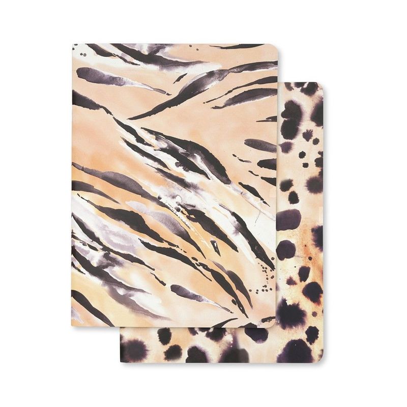 مفكرة نيكي-سترينج بطبعة جلد الفهد الصحراوي/النمر الماليزي (مجموعة من 2 قطعة) بقياس A5 من  جو ستيشنري