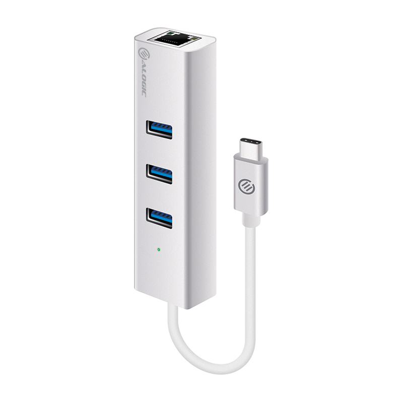 Alogic USB-C to Gigabit Ethernet & 3 Port USB Hub Aluminium Prime Series