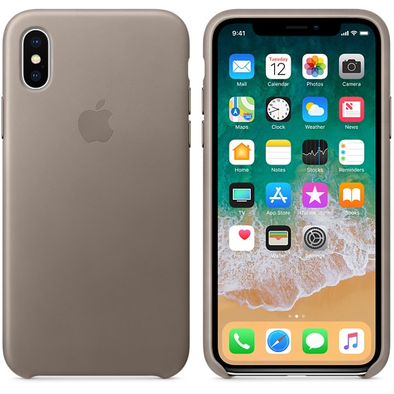 Apple Leather Case Taupe for iPhone X