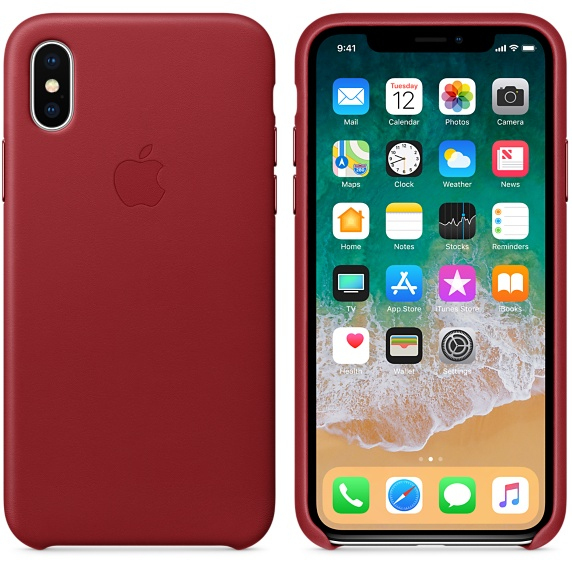 Apple Leather Case Red for iPhone X