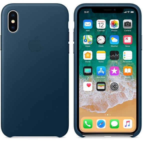 Apple Leather Case Cosmos Blue for iPhone X