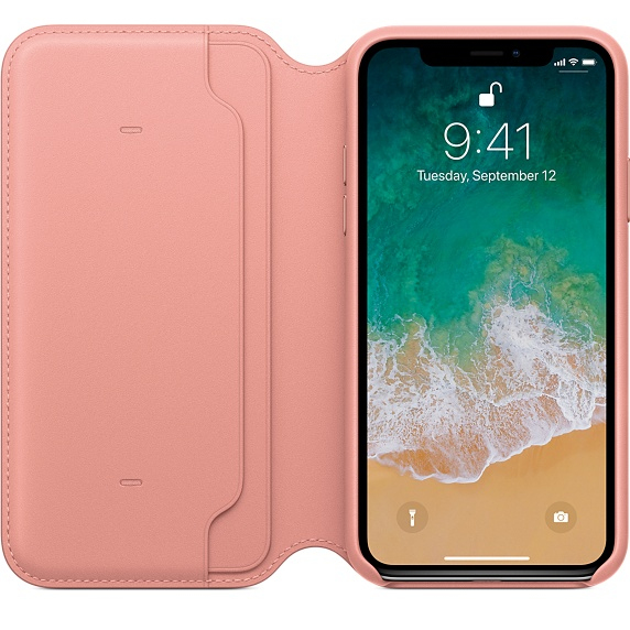 Apple Leather Folio Soft Pink For iPhone X