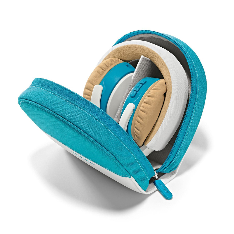 سماعة الرأس بوز ساوند لينك لاسلكية فوق الأذن بتقنية البلوتوث، لون أبيض/أزرق