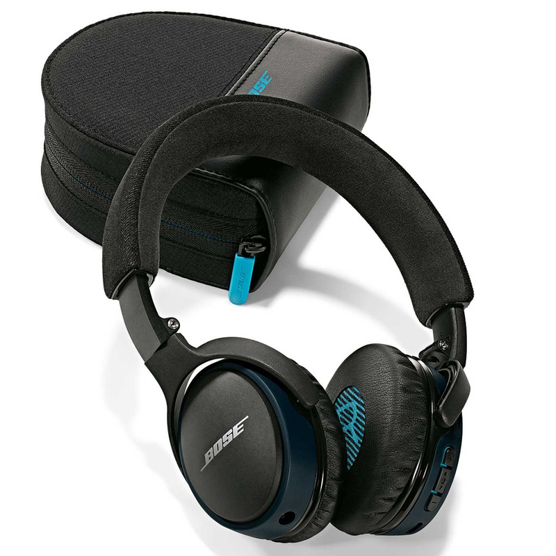 سماعة الرأس بوز ساوند لينك لاسلكية فوق الأذن بتقنية البلوتوث، لون أسود/أزرق