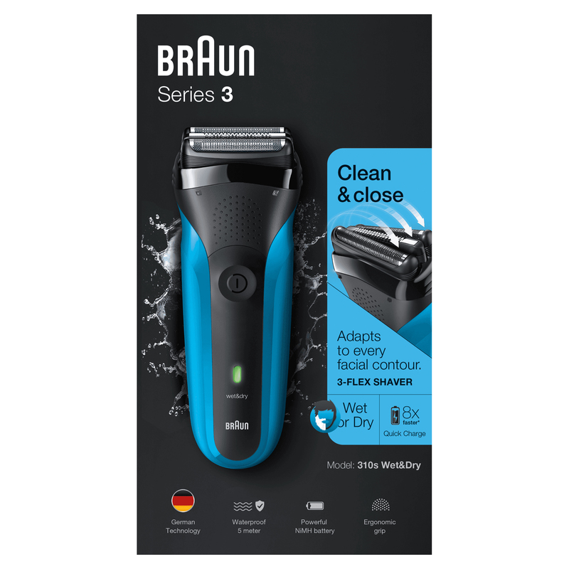 Braun 310S Series 3 Rechargeable Wet & Dry Electric Shaver Blue