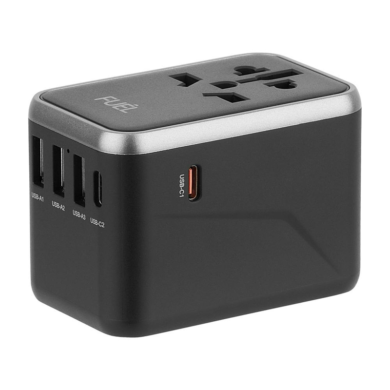 Case-Mate Fuel World Travel Adapter Silver/Black