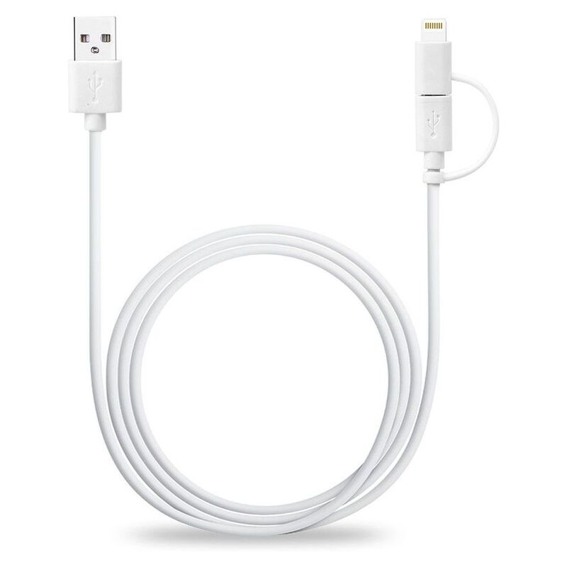 Avantree 2-in-1 USB To Lightning & Micro USB Connectors Cable - White
